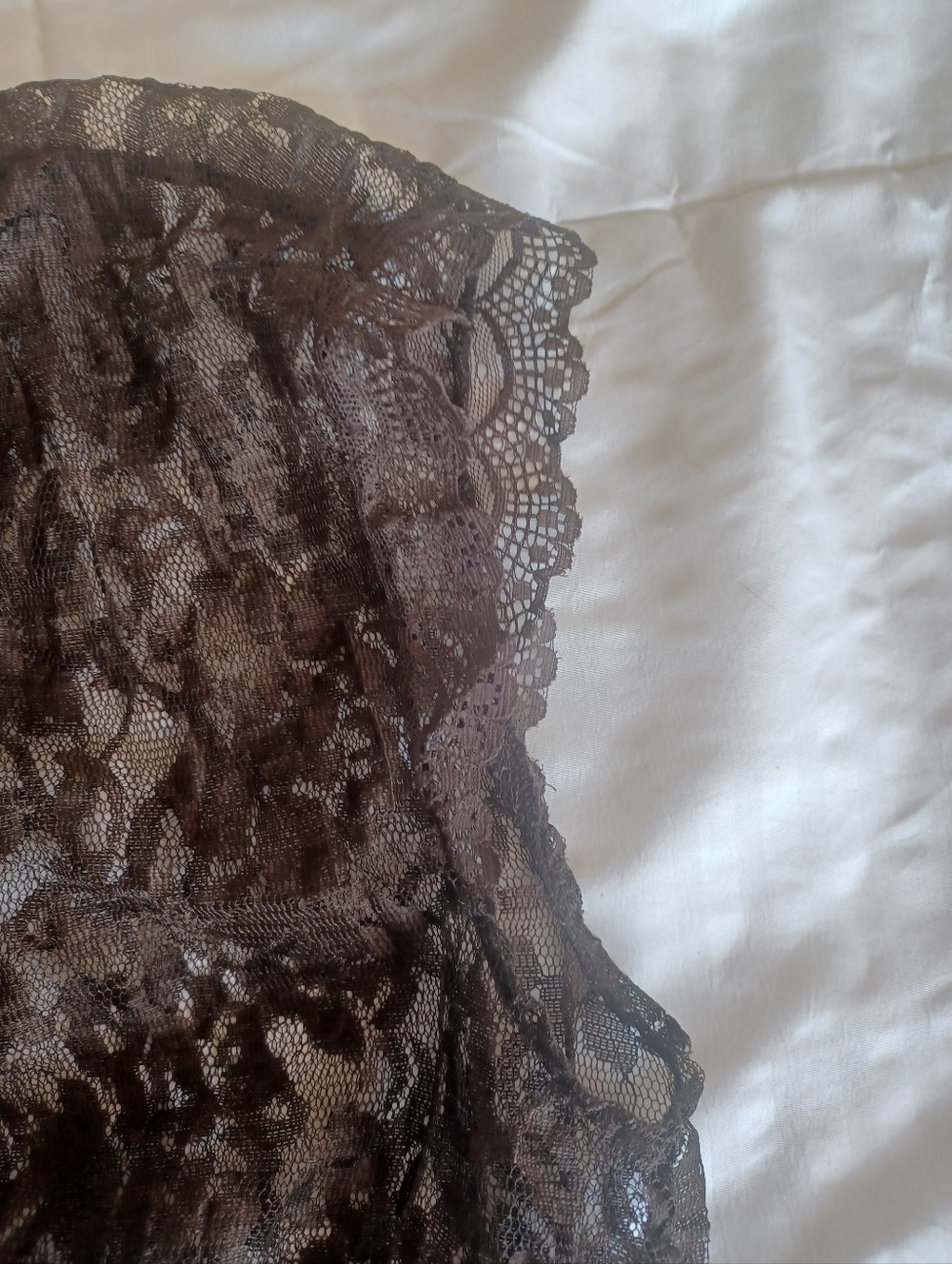 DKNY Brown Floral Lace V-Neck Top Vintage - Picture 3 of 6